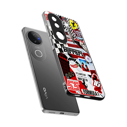 F1 Icon sleek vivo v50 cover with tempered glass back and TPU edges