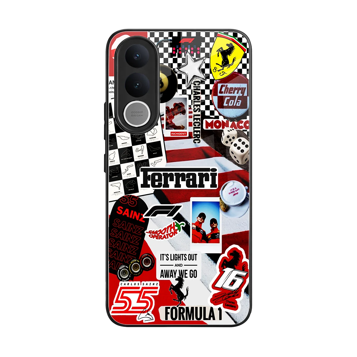 F1 Icon back phone cover | glass case for vivo v70 fe