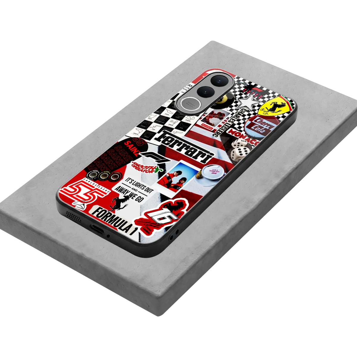 F1 Icon stylish phone case for vivo v70 fe | glossy glass and slim fit
