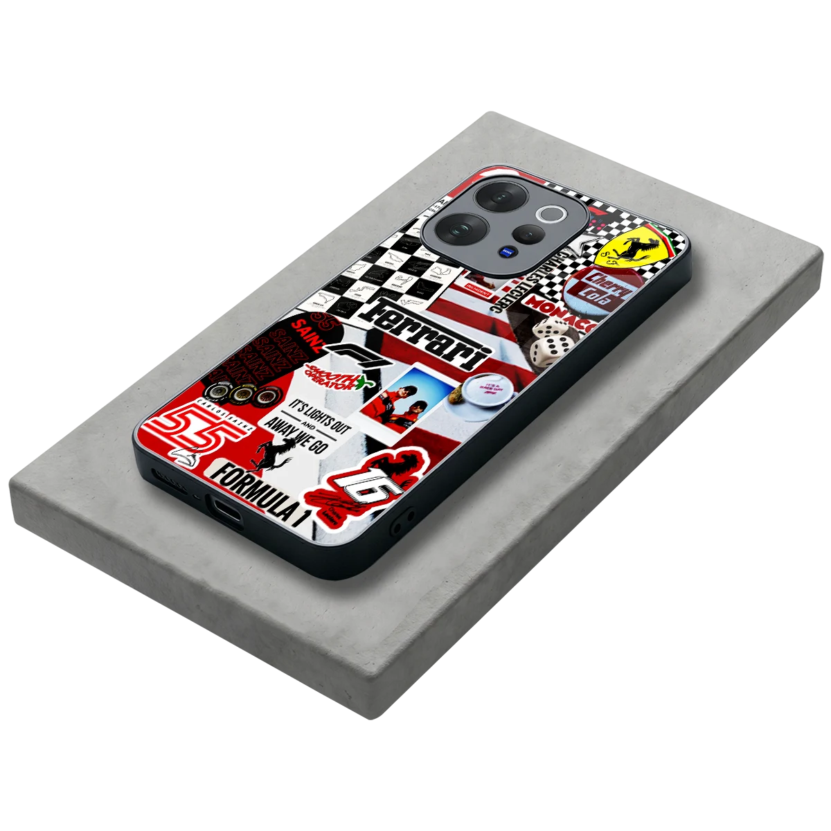 F1 Icon stylish phone case for vivo v70 elite | glossy glass and slim fit