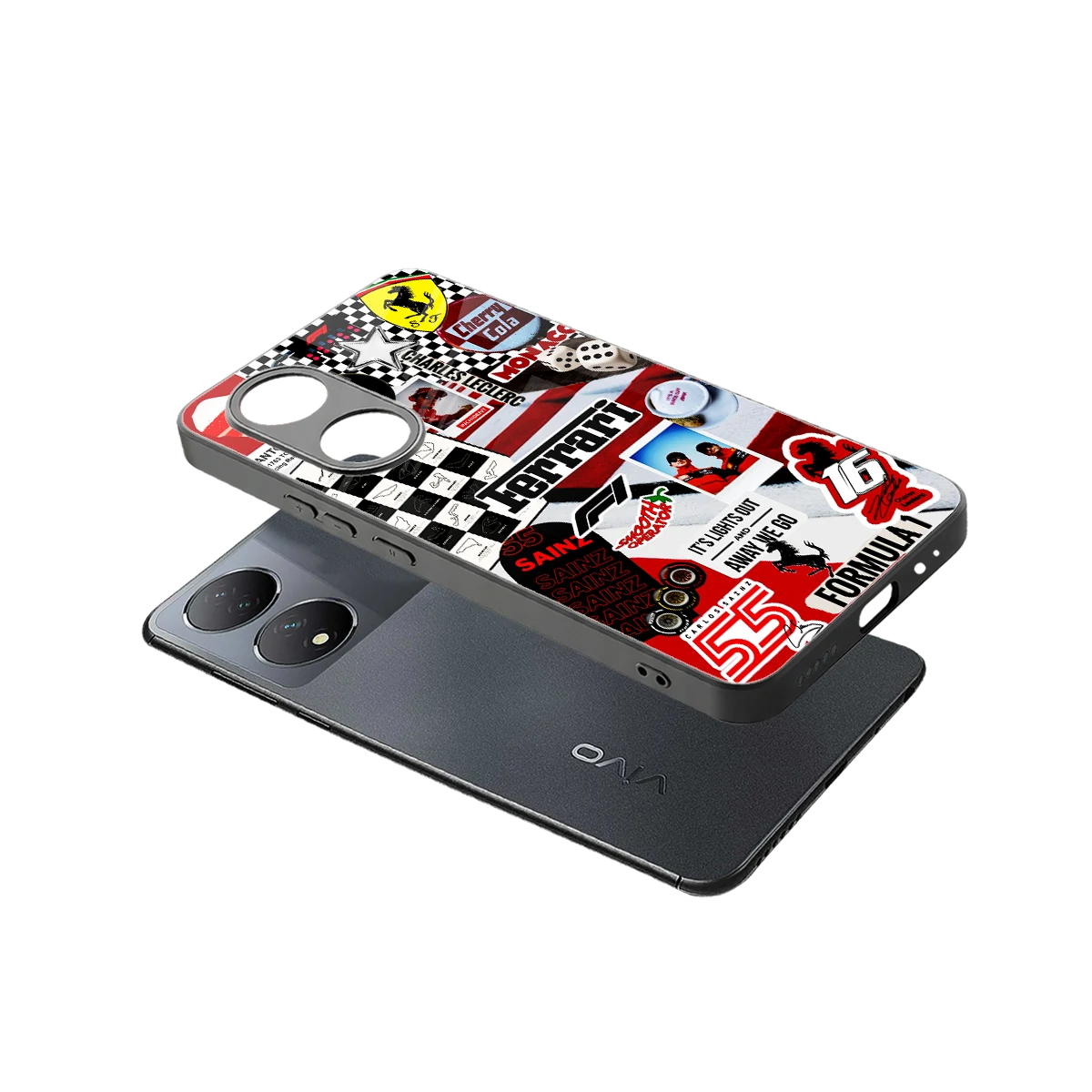 F1 Icon sleek Vivo-y100 cover with tempered glass back and TPU edges