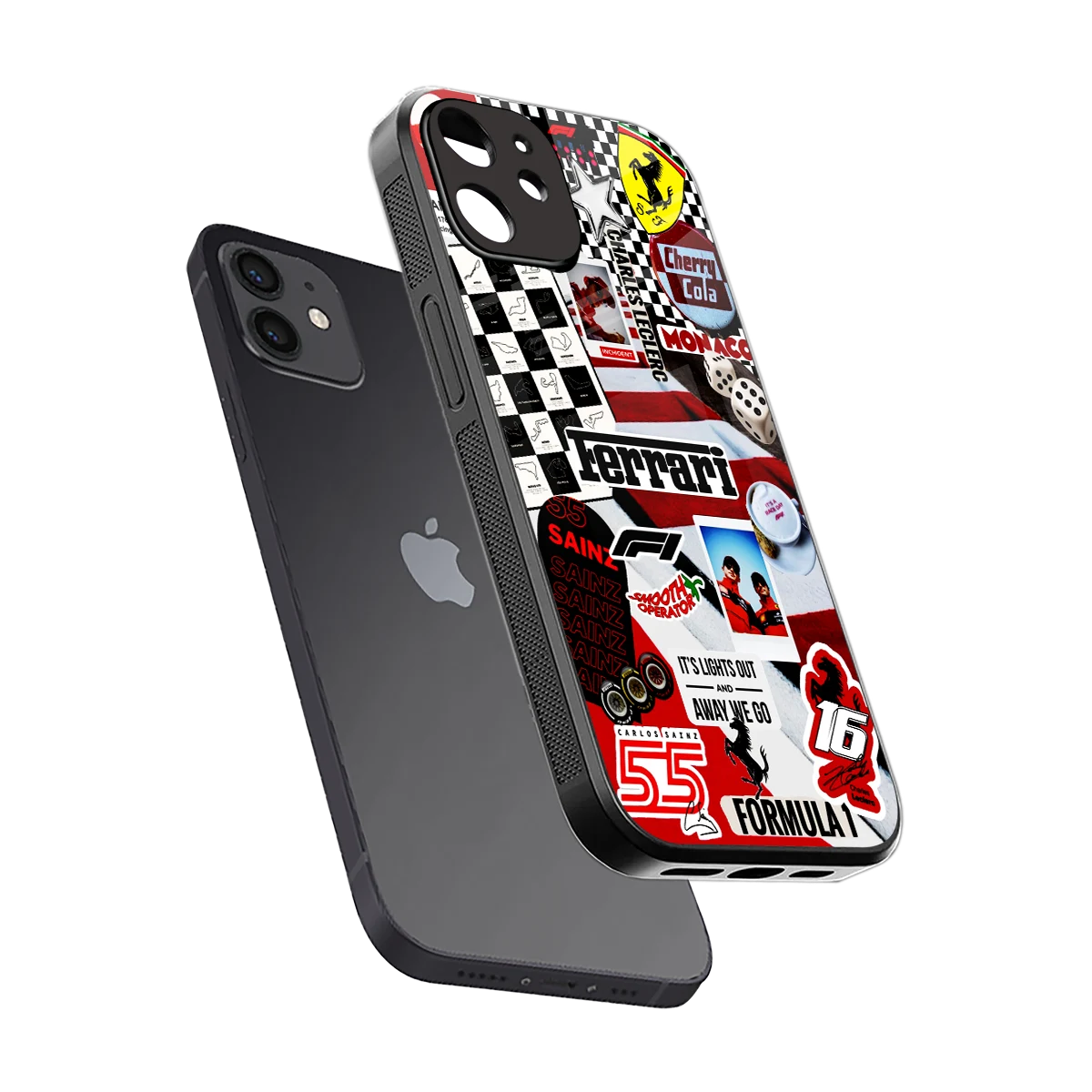 F1 Icon sleek iphone 12 cover with tempered glass back and TPU edges