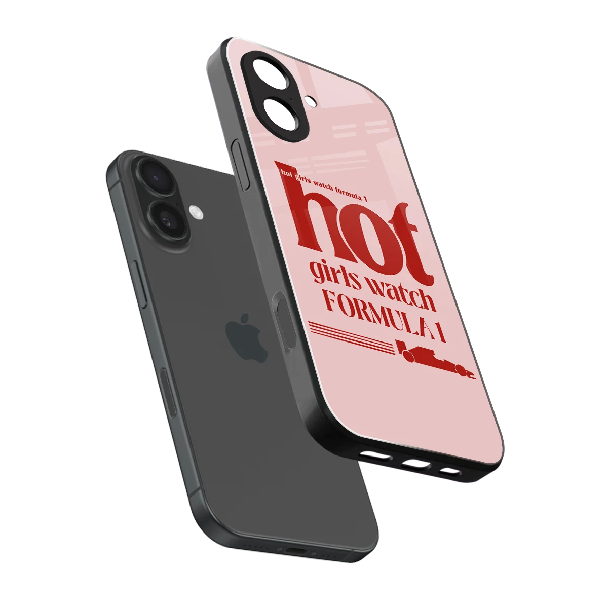 F1 Queen sleek iphone 17 cover with tempered glass back and TPU edges