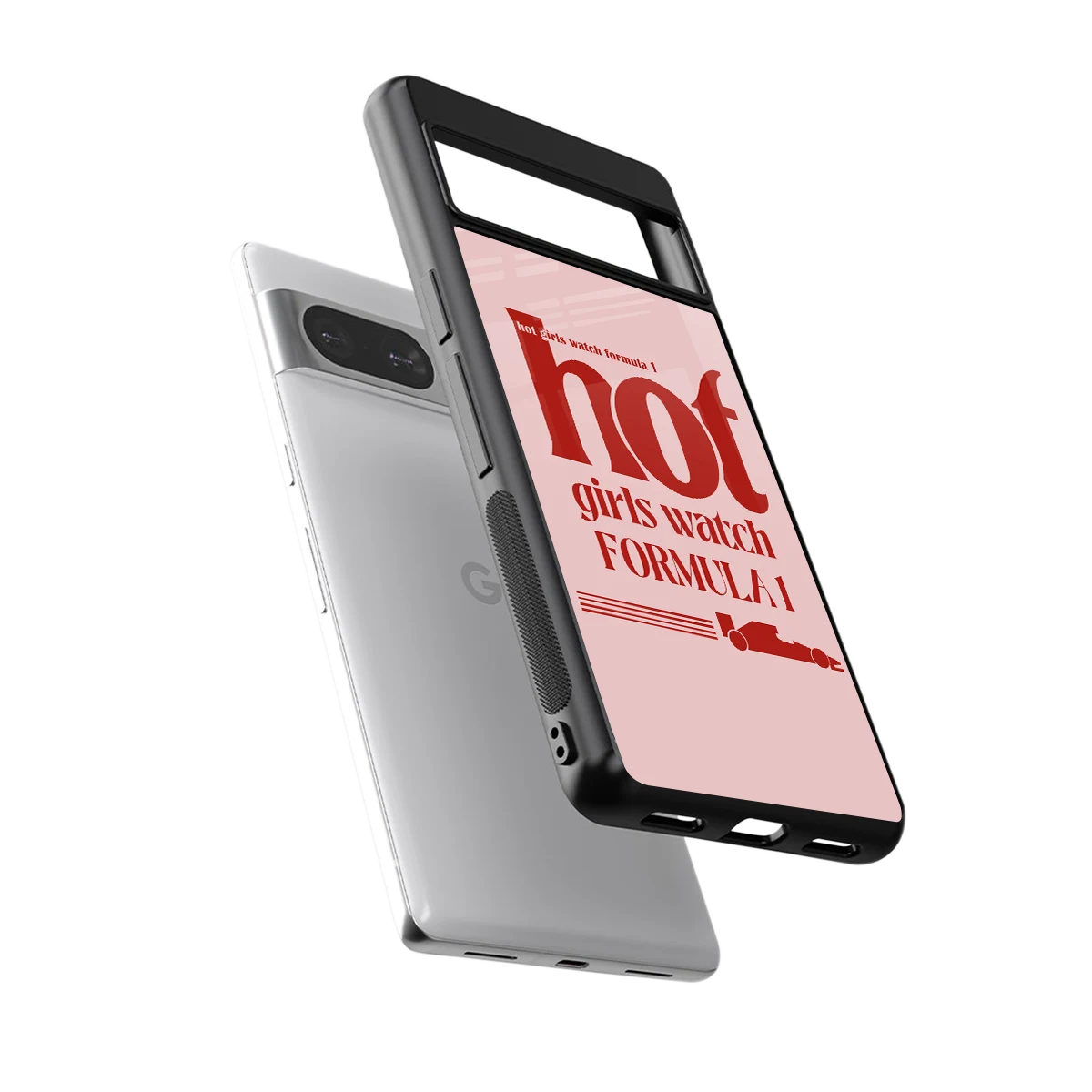 F1 Queen sleek google pixel 8 cover with tempered glass back and TPU edges