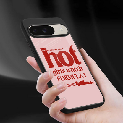 F1 Queen sleek google pixel 9 cover with tempered glass back and TPU edges