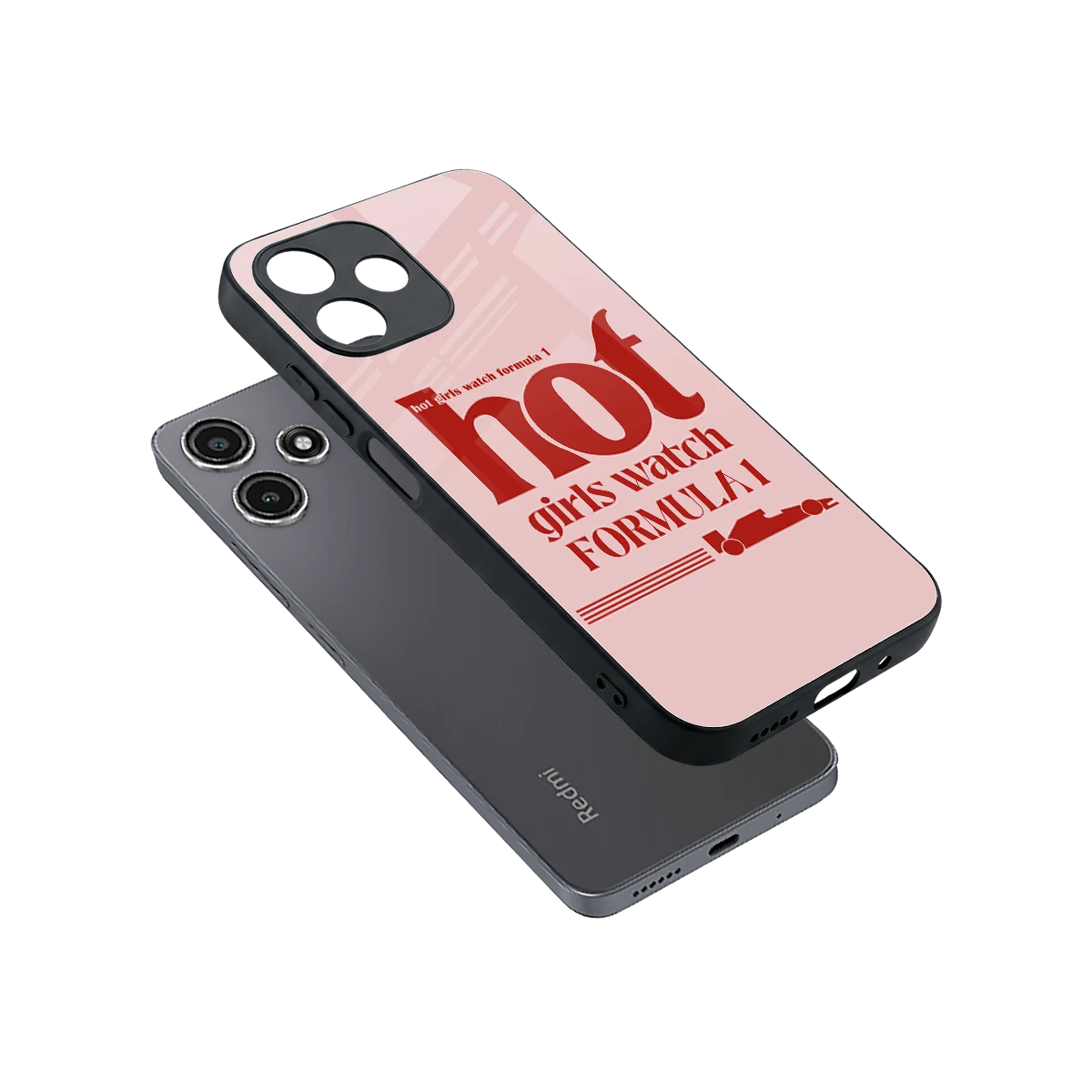 F1 Queen sleek redmi 12 5g cover with tempered glass back and TPU edges