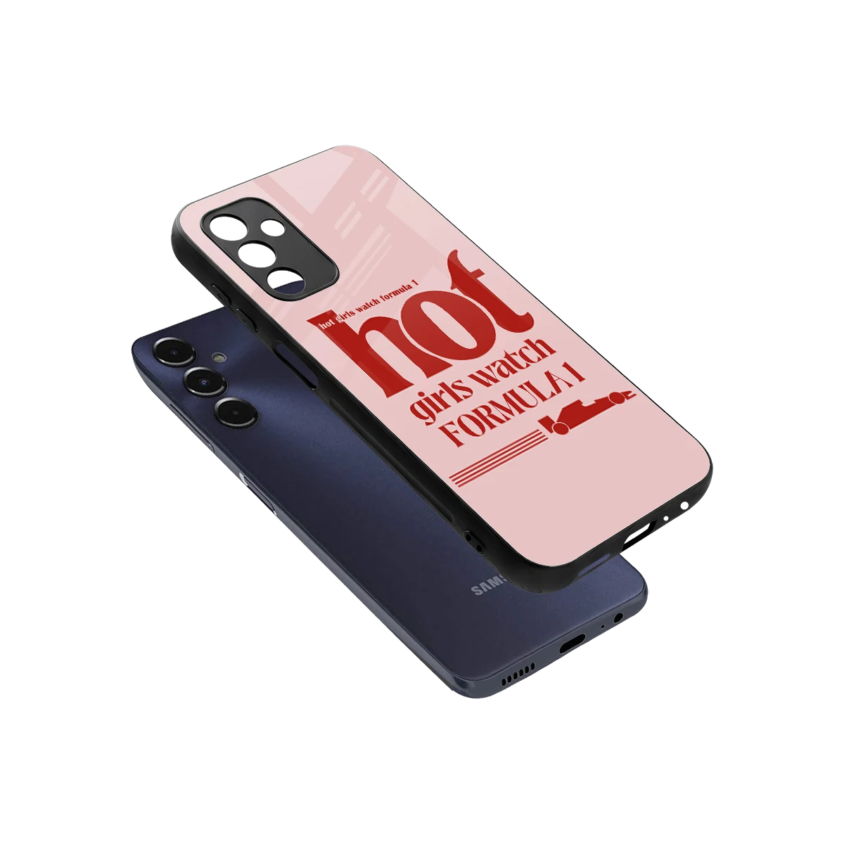 F1 Queen sleek samsung galaxy m14 5g cover with tempered glass back and TPU edges