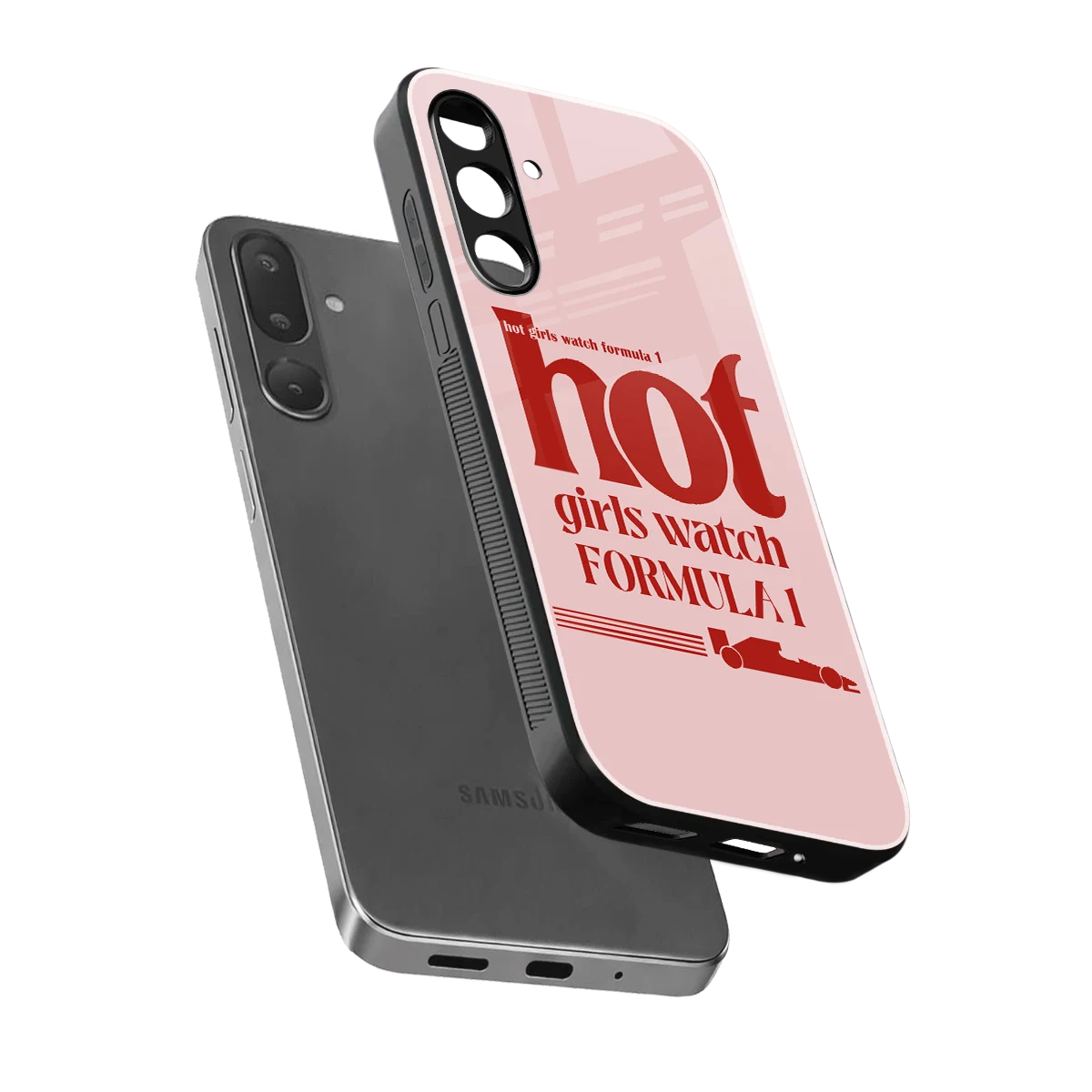 F1 Queen sleek samsung galaxy m56 5g cover with tempered glass back and TPU edges