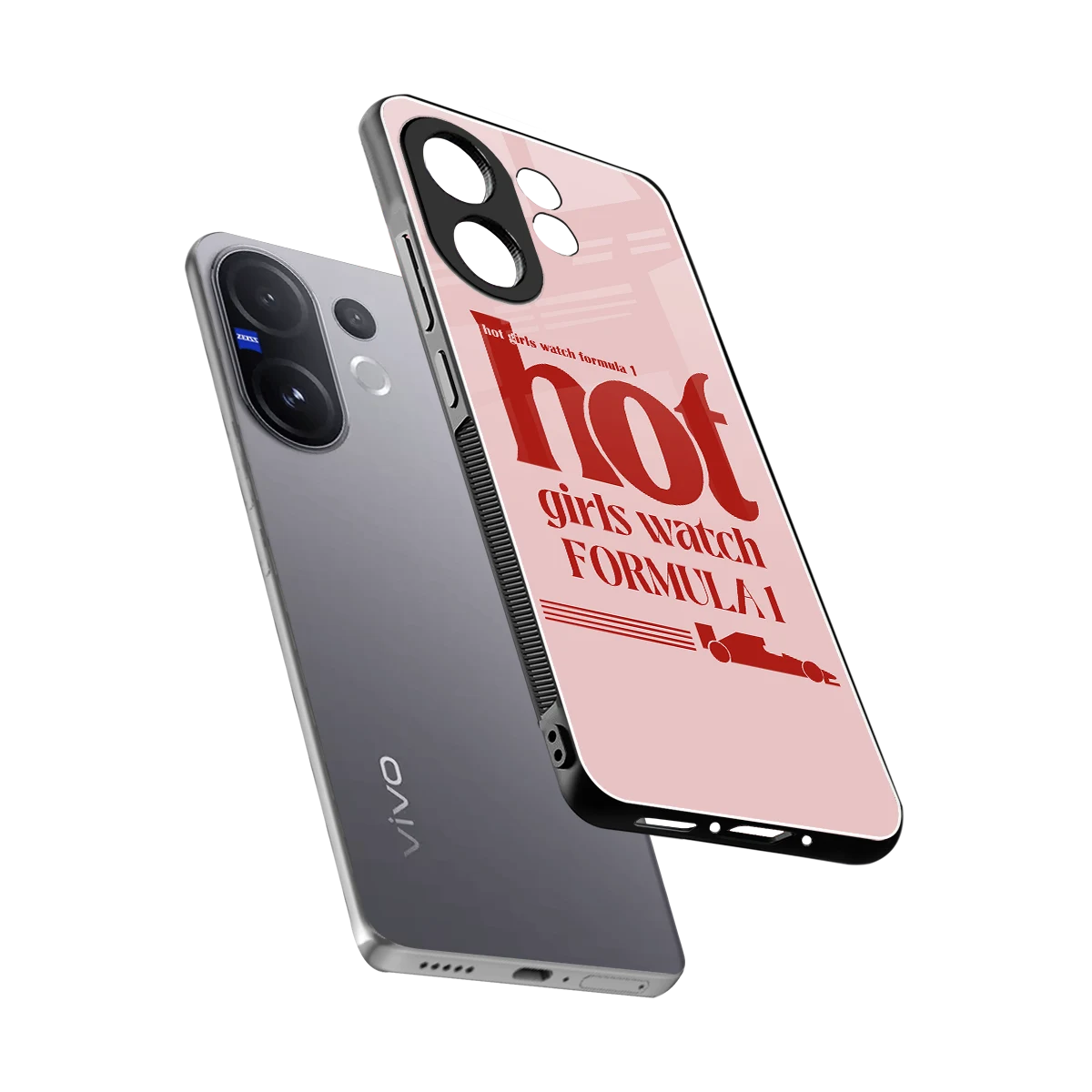 F1 Queen sleek vivo v60 cover with tempered glass back and TPU edges