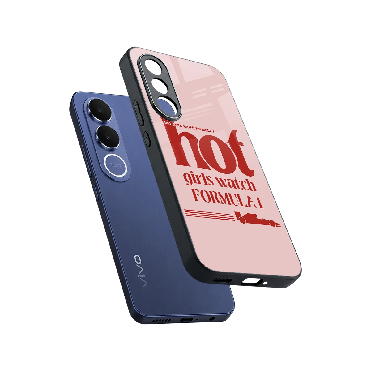 F1 Queen sleek vivo v70 fe cover with tempered glass back and TPU edges