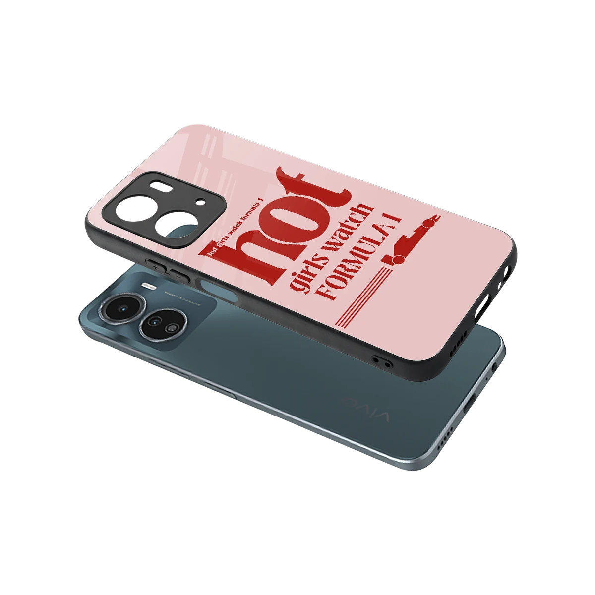F1 Queen sleek vivo y16 cover with tempered glass back and TPU edges