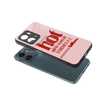 F1 Queen sleek vivo y16 cover with tempered glass back and TPU edges