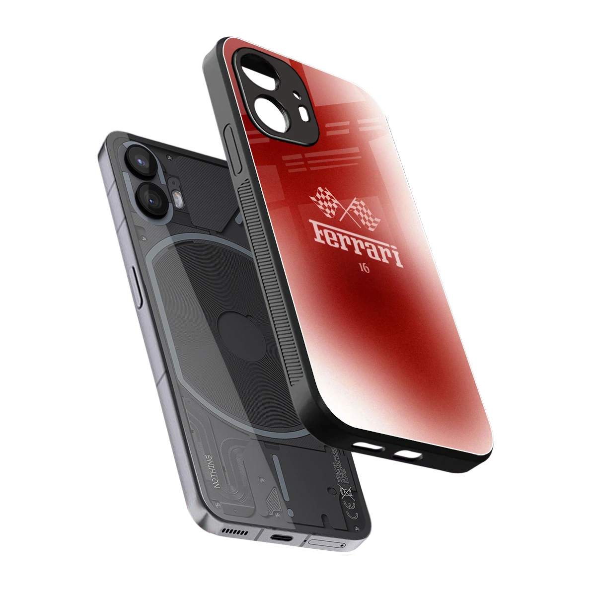 F16 sleek nothing phone 2 cover with tempered glass back and TPU edges