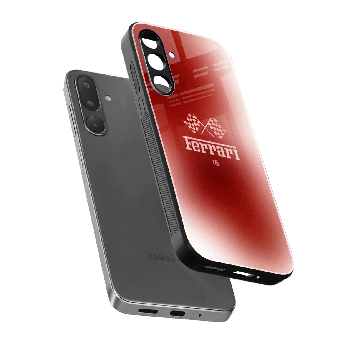 F16 sleek samsung galaxy m56 5g cover with tempered glass back and TPU edges
