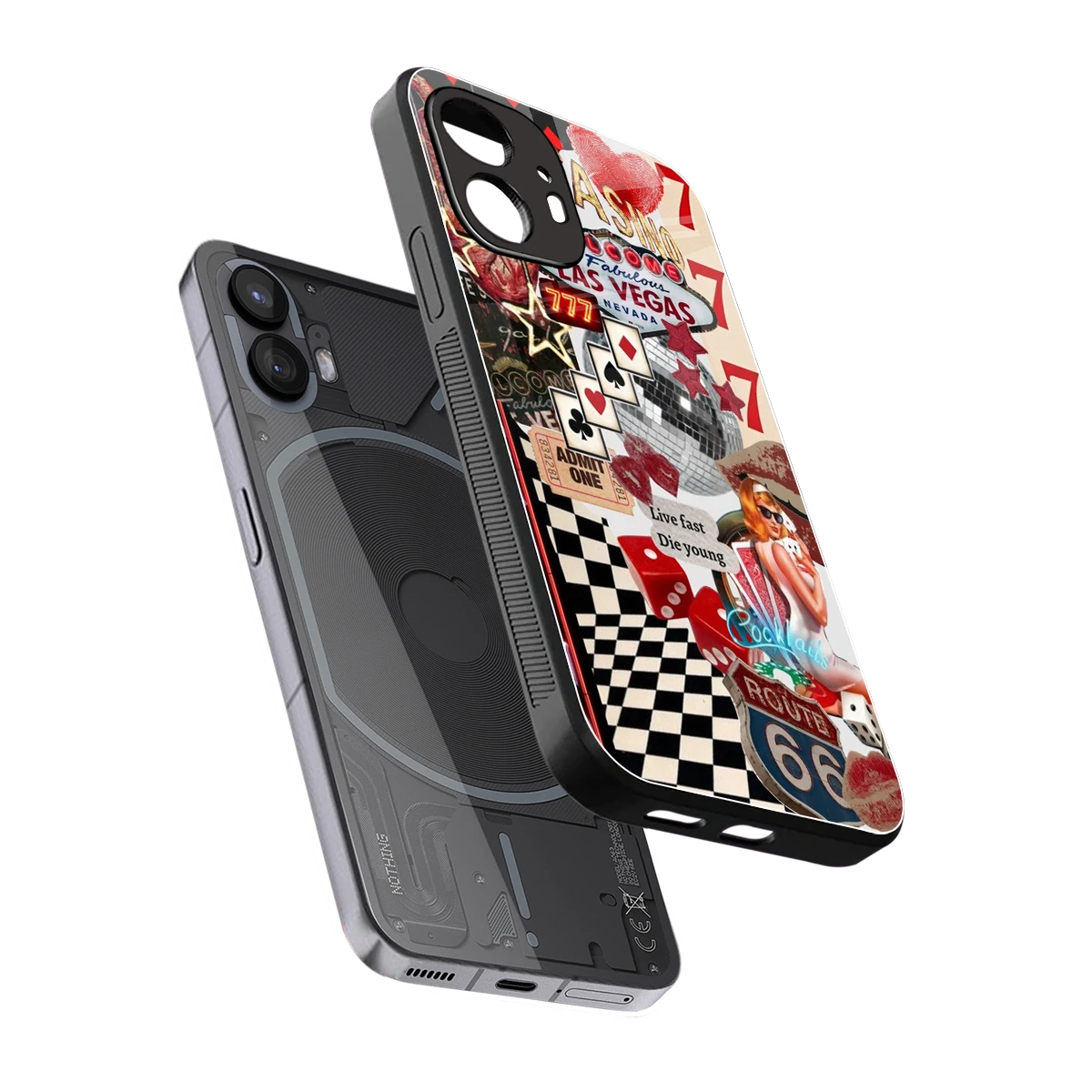 Fabulous Vegas sleek nothing phone 2 cover with tempered glass back and TPU edges