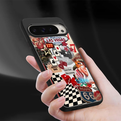 Fabulous Vegas sleek google pixel 9 pro cover with tempered glass back and TPU edges