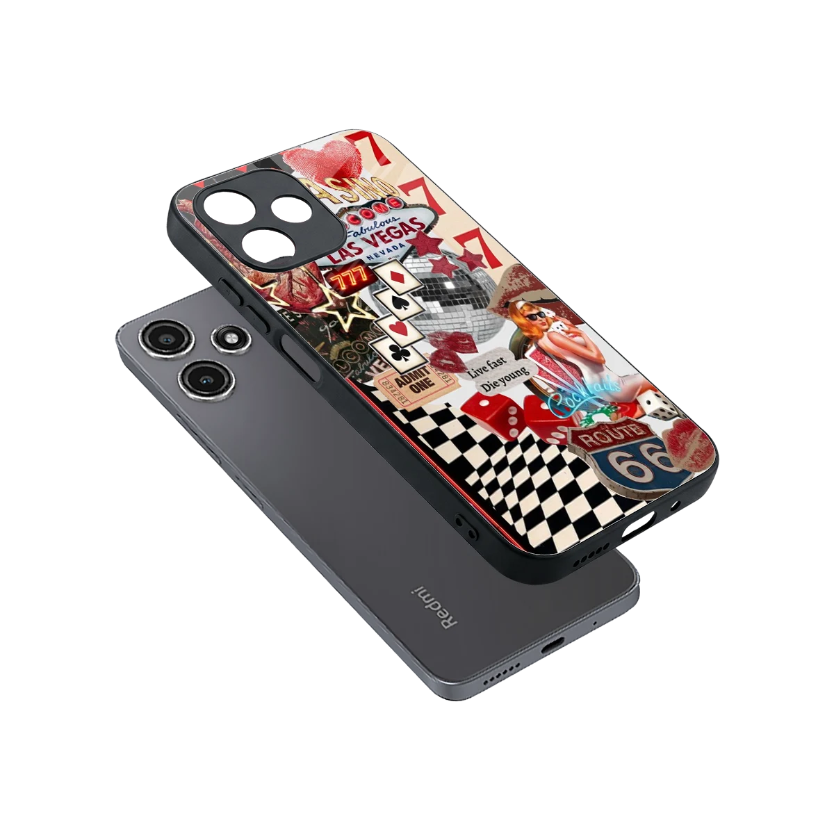 Fabulous Vegas sleek redmi 12 5g cover with tempered glass back and TPU edges