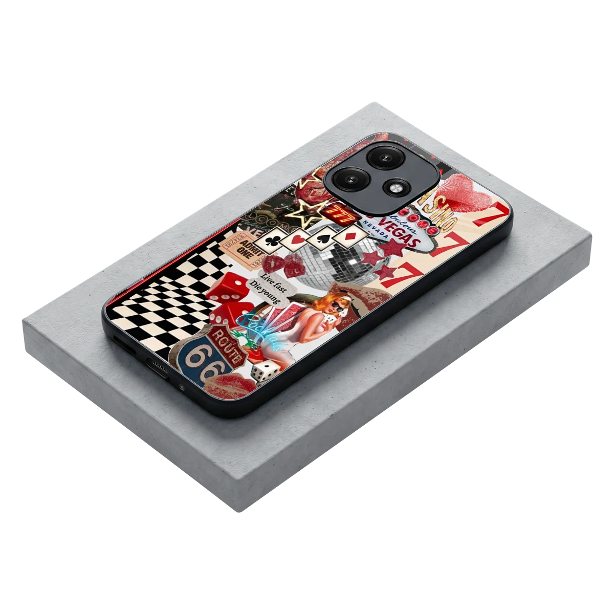 Fabulous Vegas stylish phone case for redmi 12 5g | glossy glass and slim fit