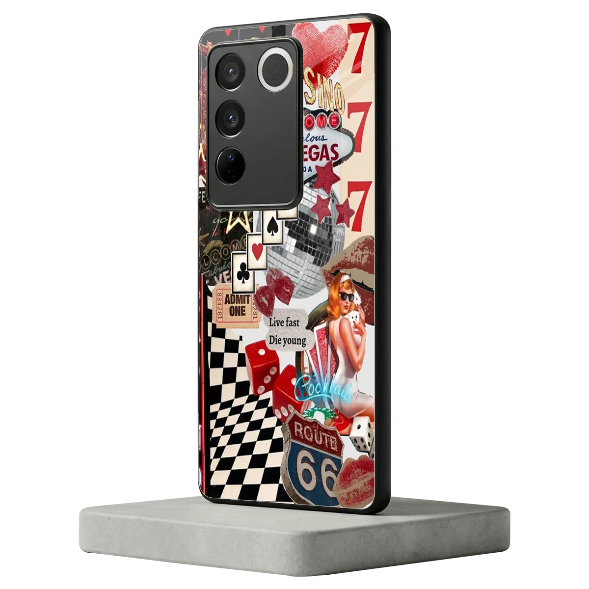 Fabulous Vegas vivo v27 5g mobile cover | shockproof glass phone case