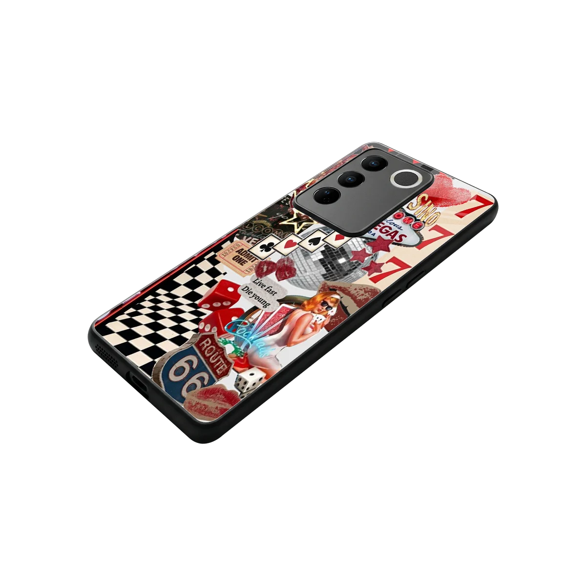 Fabulous Vegas stylish phone case for vivo v27 5g | glossy glass and slim fit