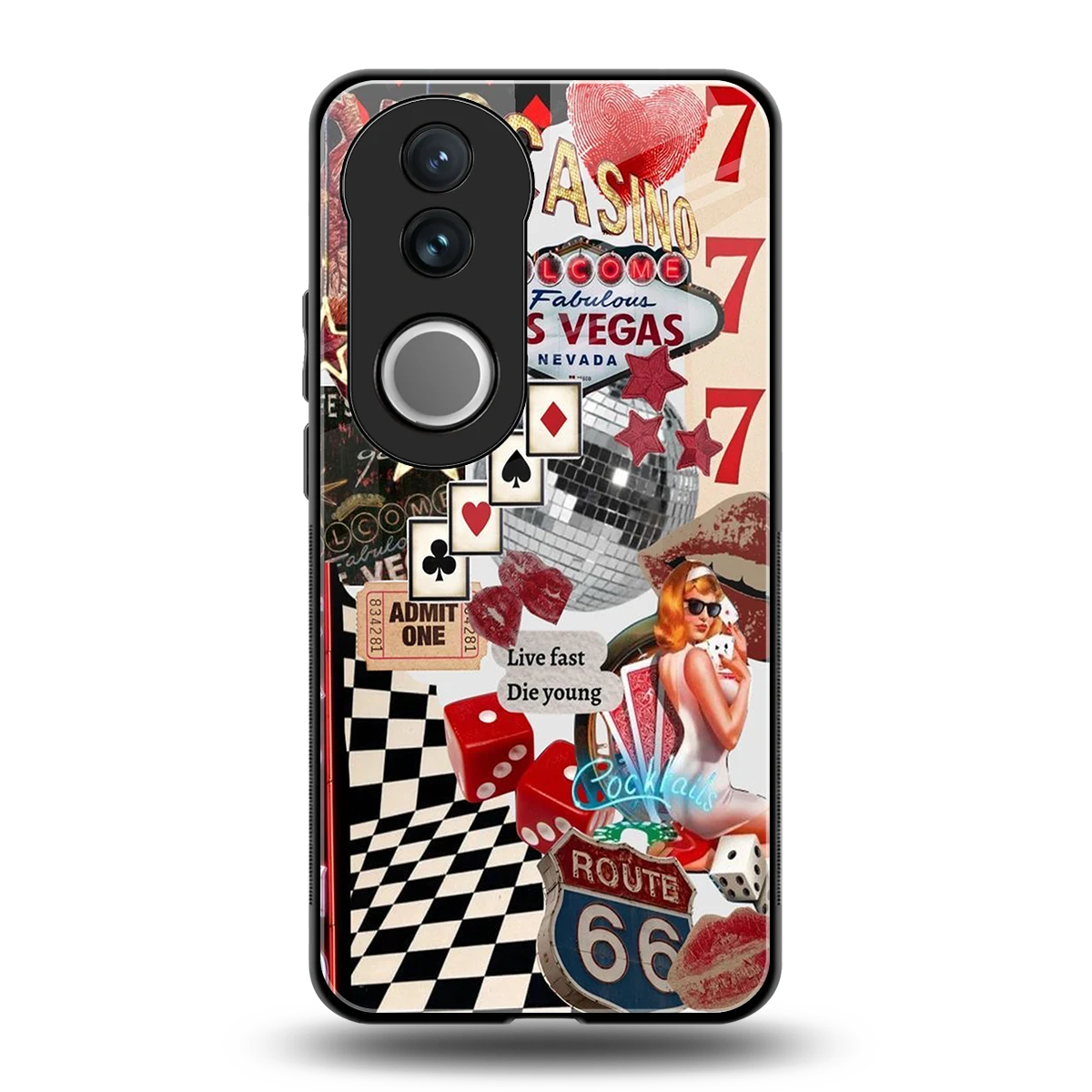 Fabulous Vegas back phone cover | glass case for vivo v50