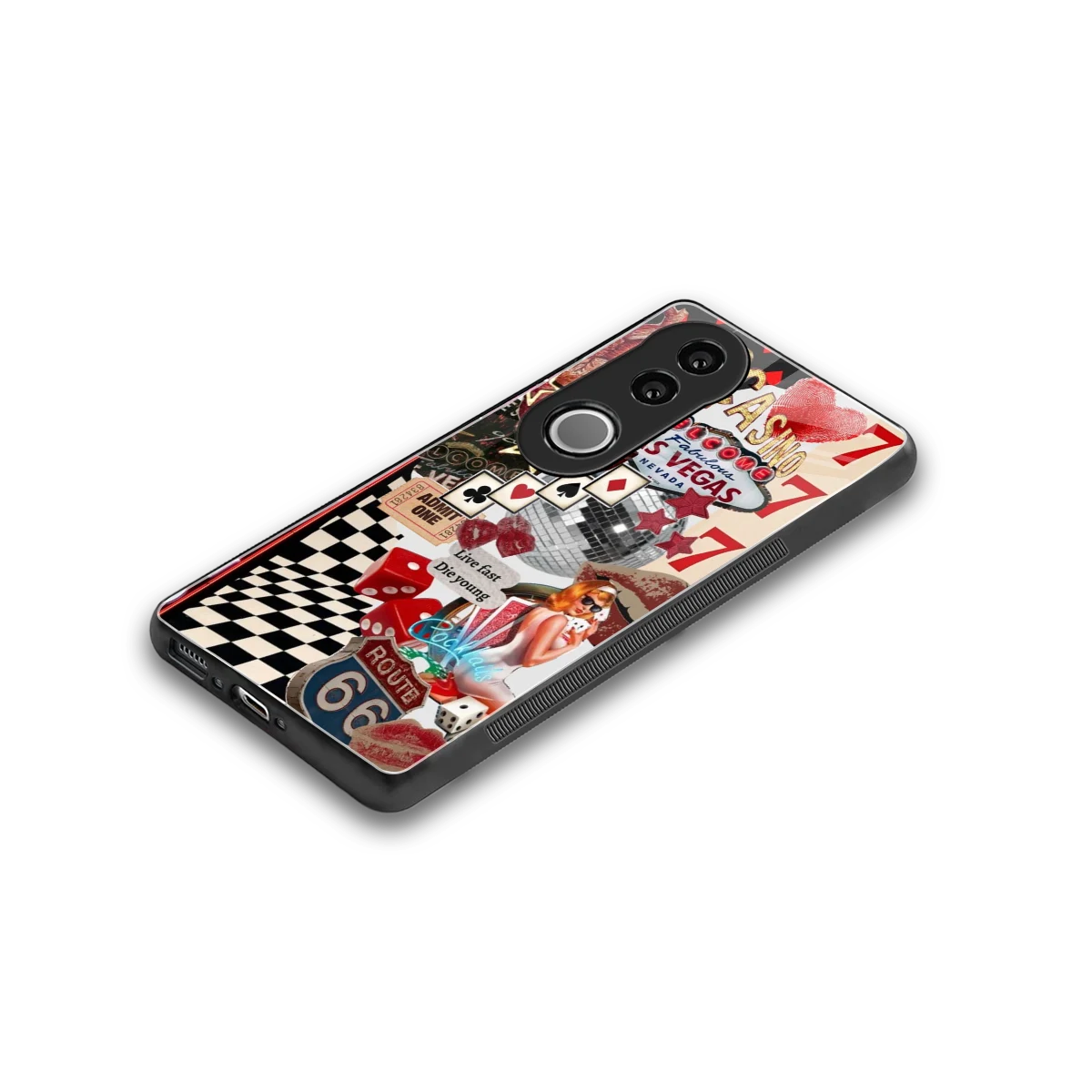 Fabulous Vegas stylish phone case for vivo v50 | glossy glass and slim fit