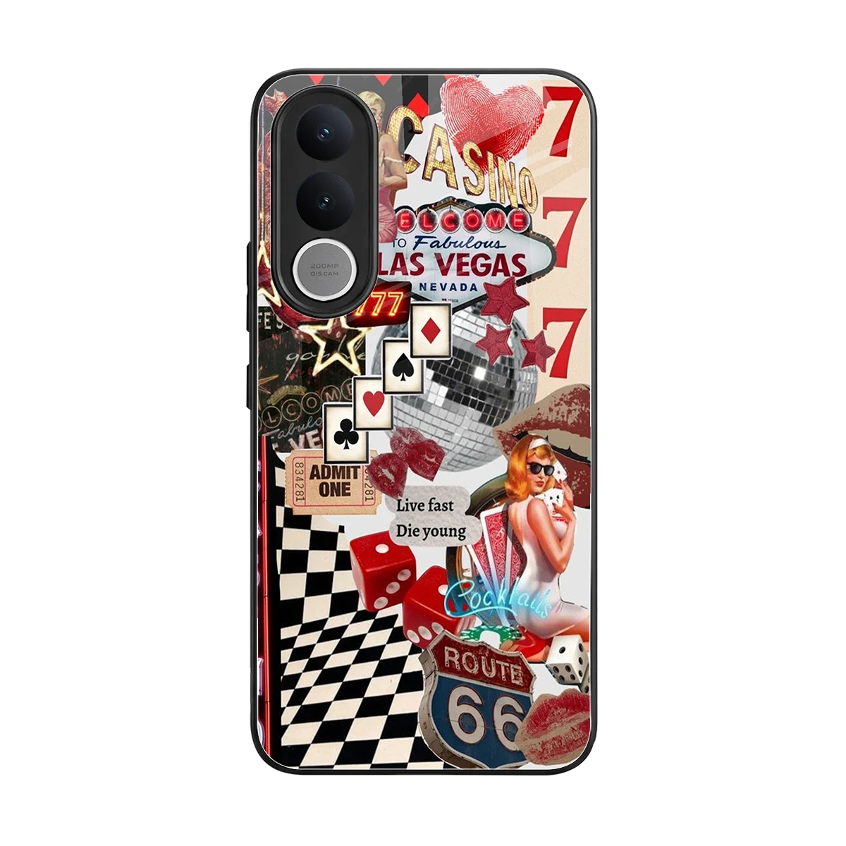 Fabulous Vegas back phone cover | glass case for vivo v70 fe