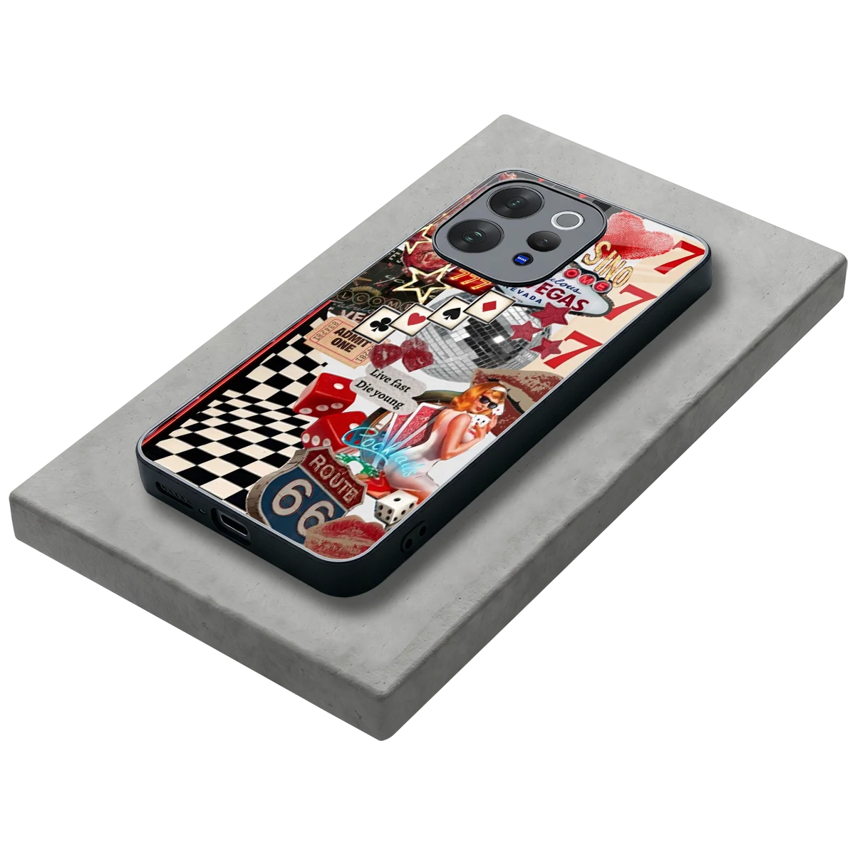 Fabulous Vegas stylish phone case for vivo v70 | glossy glass and slim fit
