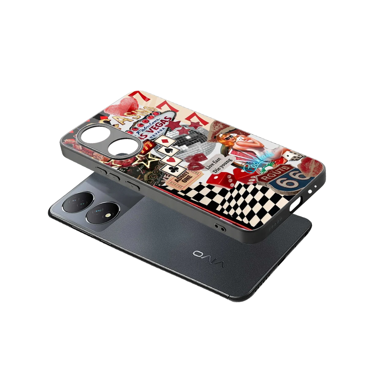 Fabulous Vegas sleek Vivo-y100 cover with tempered glass back and TPU edges