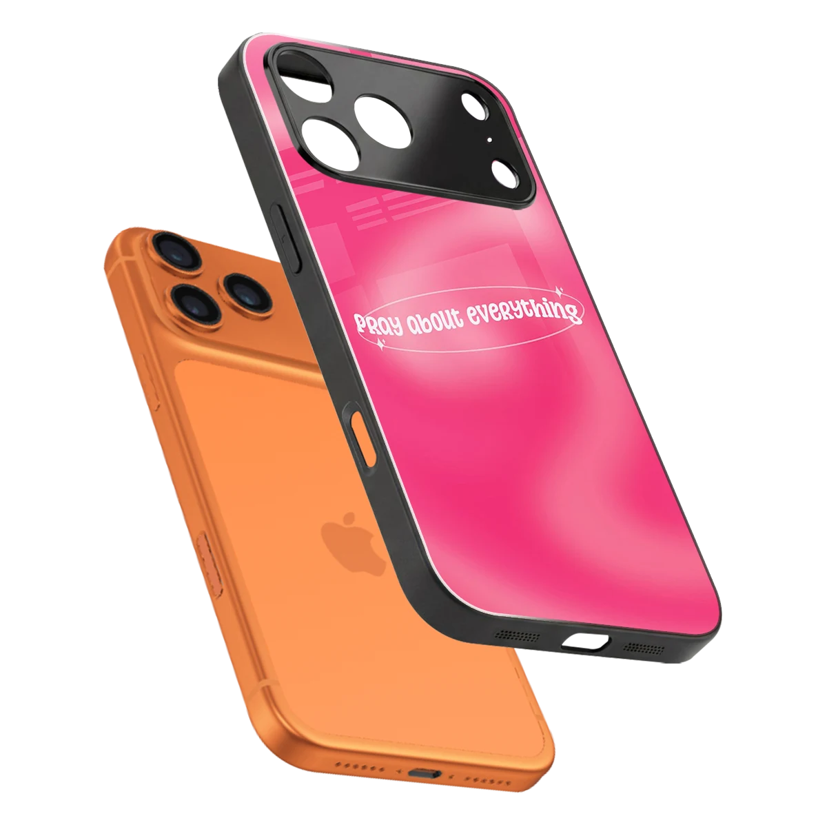 Faith First sleek iphone 17 pro cover with tempered glass back and TPU edges