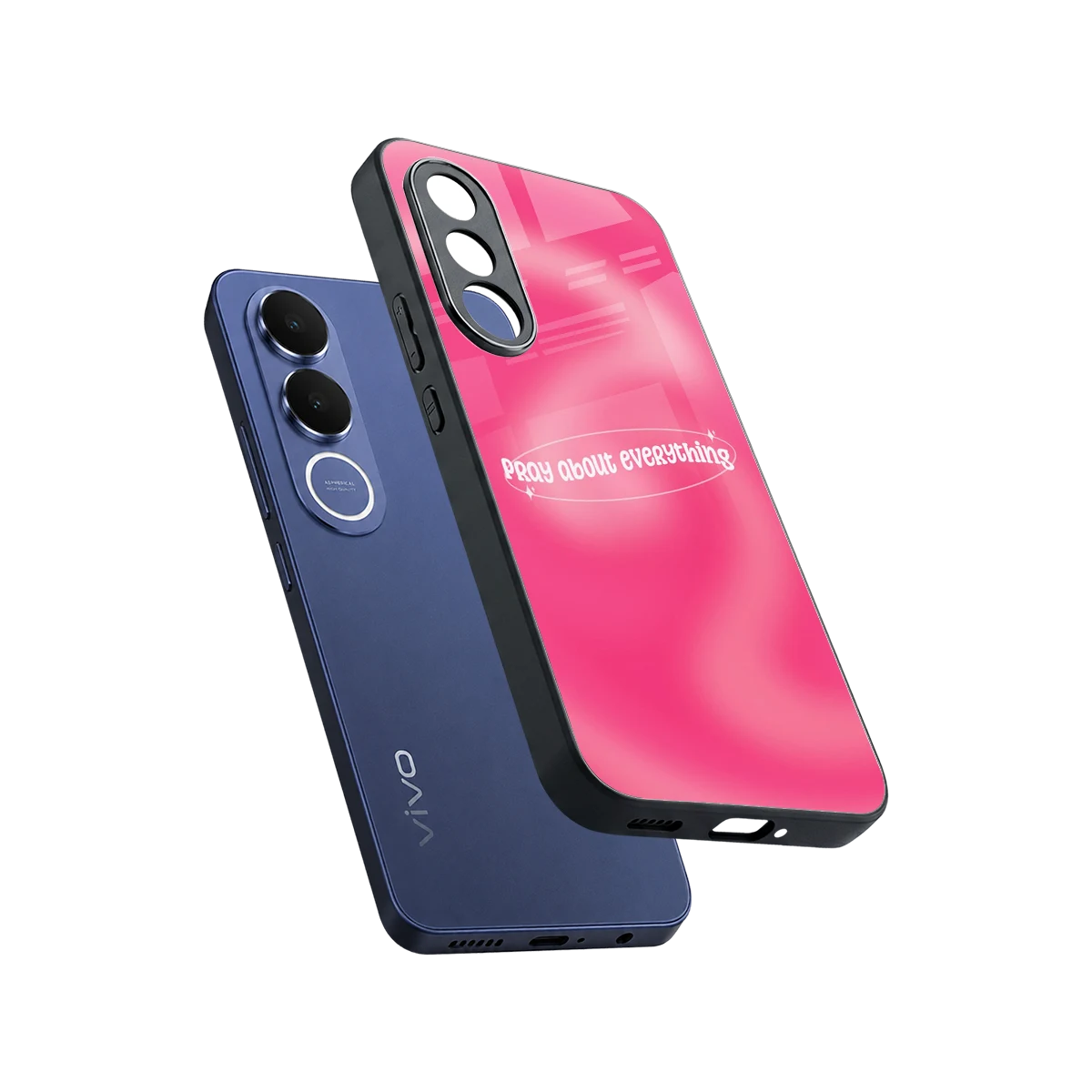 Faith First sleek vivo v70 fe cover with tempered glass back and TPU edges