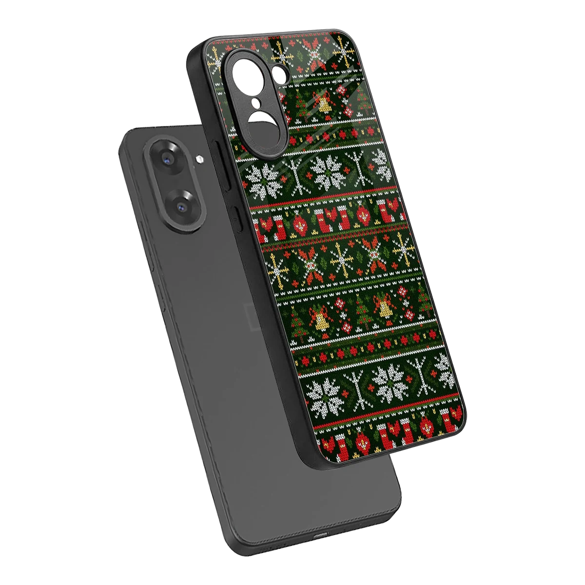 Festive Knit sleek oneplus nord ce5 5g cover with tempered glass back and TPU edges