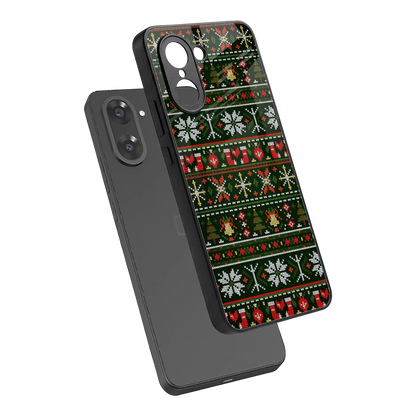 Festive Knit sleek oneplus nord ce5 5g cover with tempered glass back and TPU edges