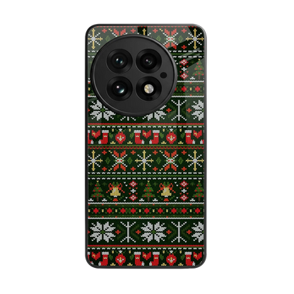 Festive Knit back phone cover | glass case for oneplus 13