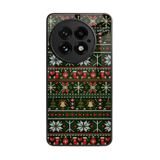 Festive Knit back phone cover | glass case for oneplus 13