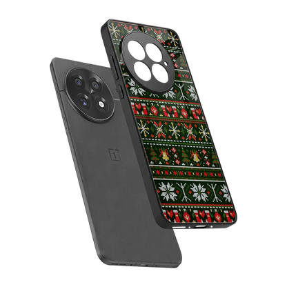 Festive Knit sleek oneplus 13 cover with tempered glass back and TPU edges