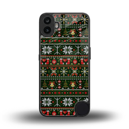 Festive Knit back phone cover | glass case for cmf nothing phone 1