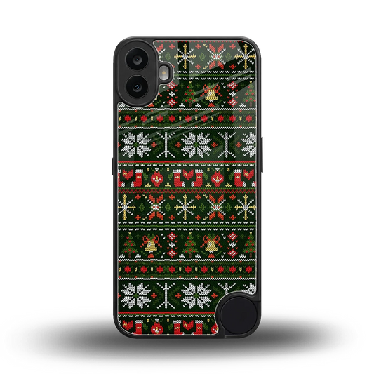 Festive Knit back phone cover | glass case for cmf nothing phone 1