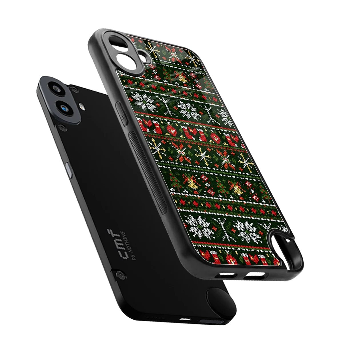 Festive Knit sleek cmf nothing phone 1 cover with tempered glass back and TPU edges