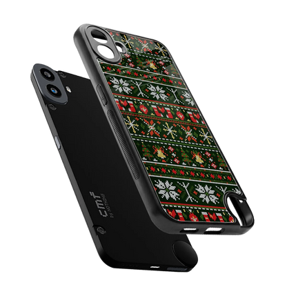 Festive Knit sleek cmf nothing phone 1 cover with tempered glass back and TPU edges