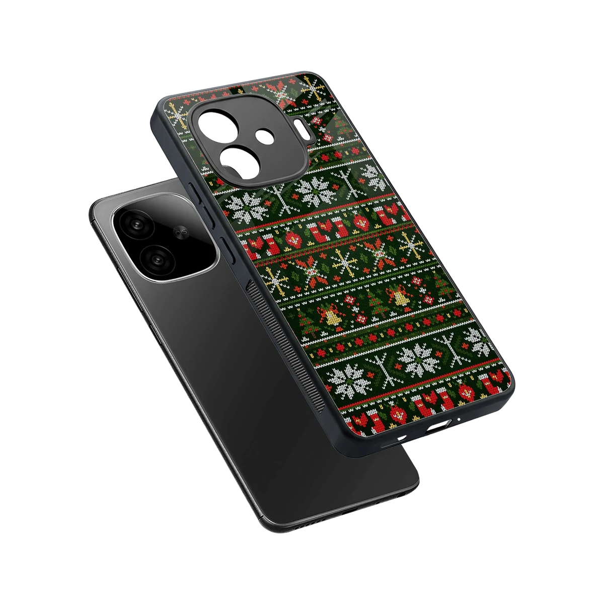 Festive Knit sleek iqoo neo 10r 5g cover with tempered glass back and TPU edges