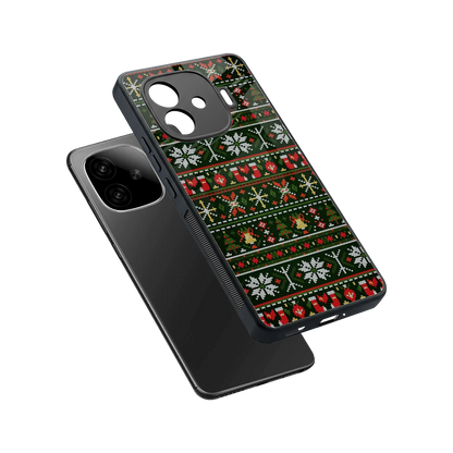 Festive Knit sleek iqoo neo 10r 5g cover with tempered glass back and TPU edges