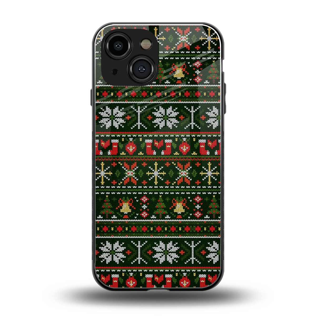 Festive Knit back phone cover | glass case for iphone 13 mini