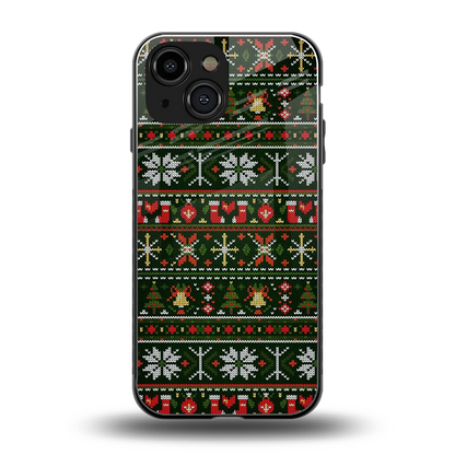 Festive Knit back phone cover | glass case for iphone 13 mini
