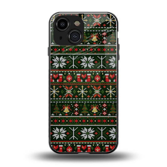 Festive Knit back phone cover | glass case for iphone 13 mini