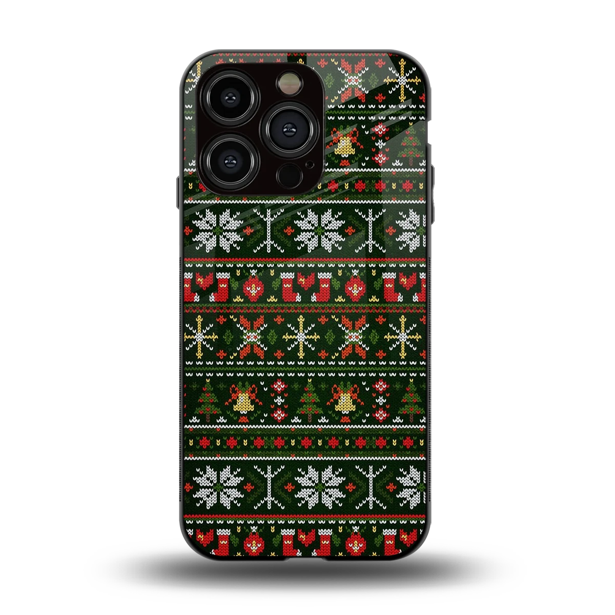 Festive Knit back phone cover | glass case for iphone 13 pro