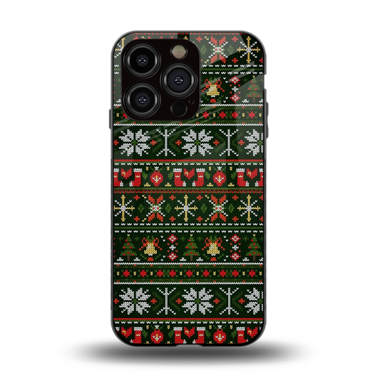 Festive Knit back phone cover | glass case for iphone 13 pro