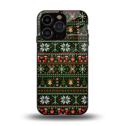 Festive Knit back phone cover | glass case for iphone 12 pro