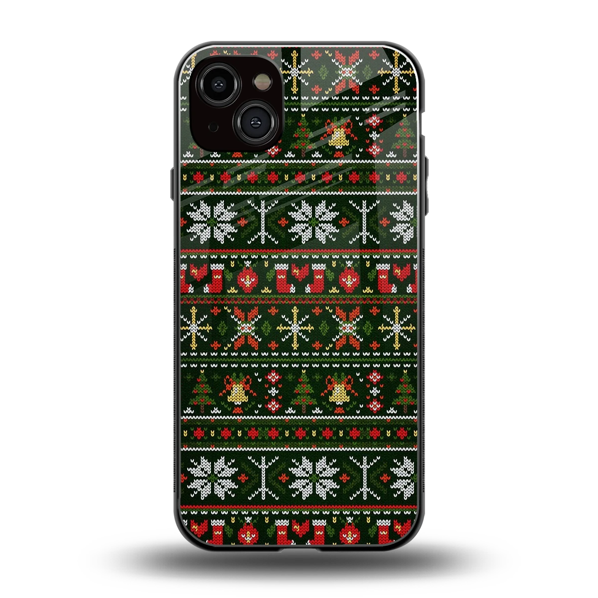 Festive Knit back phone cover | glass case for iphone 14 plus