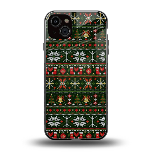 Festive Knit back phone cover | glass case for iphone 14 plus